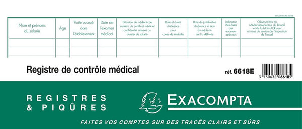 Registre de Contrôle médical EXACOMPTA ® 1