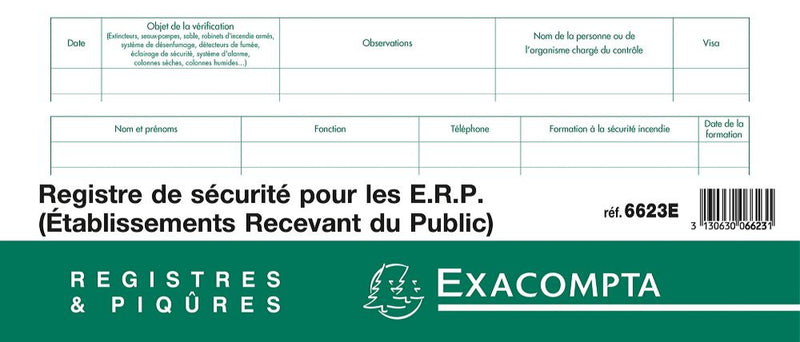 Registre de sécurité pour les établissement recevant du public (ERP) EXACOMPTA ® 3